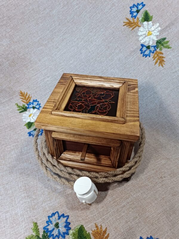 Нічник Мак світильник нічник з дерева лампа nightlight night light скло glass wood latern wood lamp glass paint