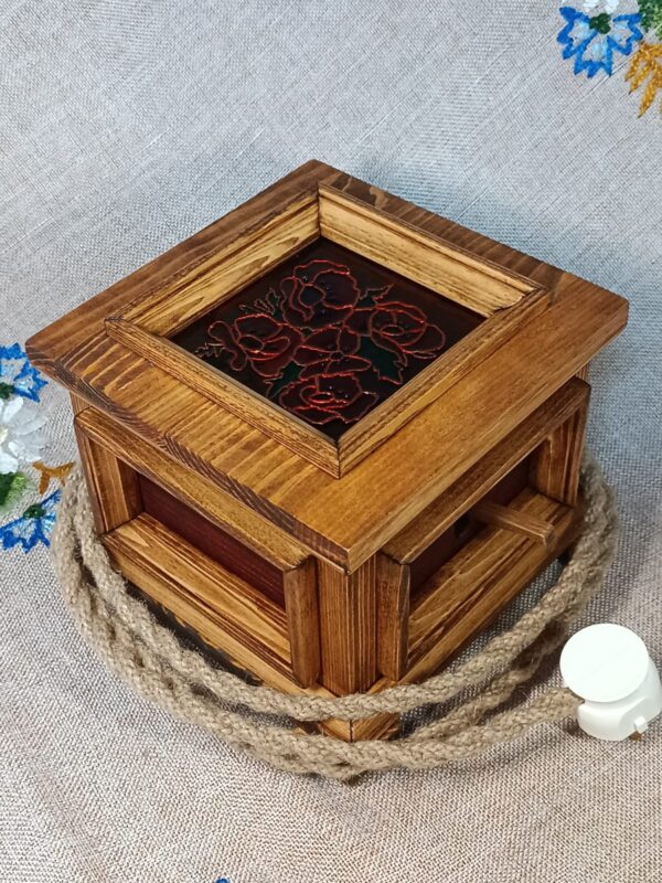 Нічник Мак світильник нічник з дерева лампа nightlight night light скло glass wood latern wood lamp glass paint