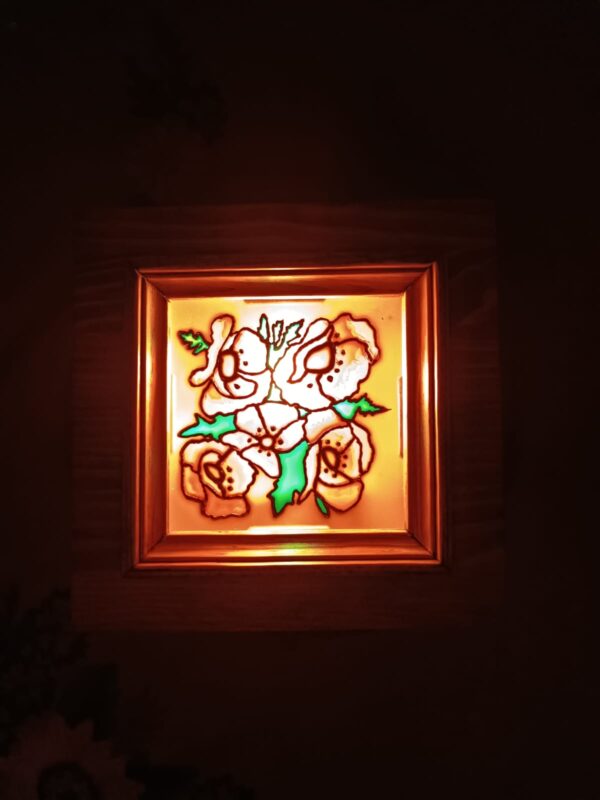 Нічник Мак світильник нічник з дерева лампа nightlight night light скло glass wood latern wood lamp glass paint