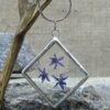 Сині квіти Підвіс для ключів з сушеною рослиною Гербарій Pressed flower Dried flower Keychain Stained glass keychain Гребля Hreblia